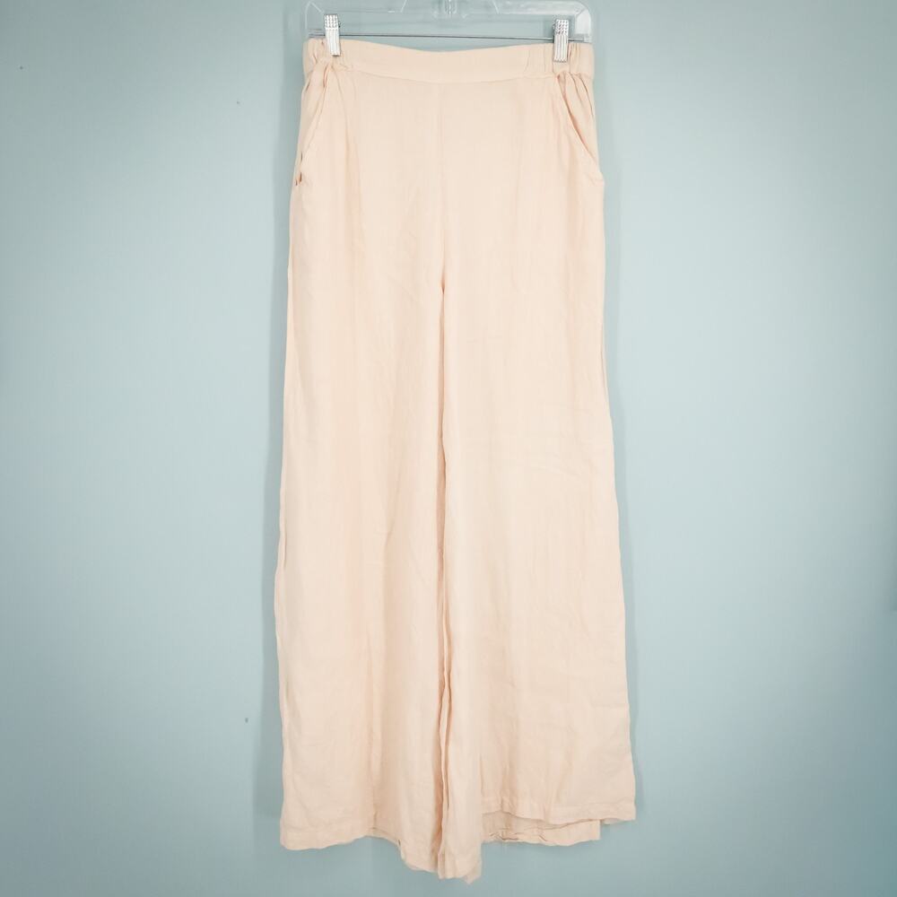 CP Shades Size Medium M Wendy Peach Pink Pull On Wide Leg 100% Linen Pants - Picture 2 of 7